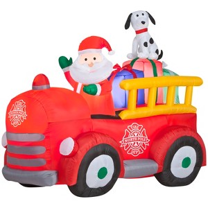 Gemmy Christmas Inflatable Santa's Vintage Fire Truck, 5 ft Tall, Multi - 1 of 4
