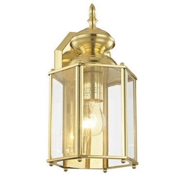 Elegant Polished Brass Lantern Sconce with Clear Beveled Glass