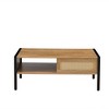 MaseiKar 40.16" Rattan Coffee table, sliding door for storage, metal legs, Modern table for living room - 3 of 4