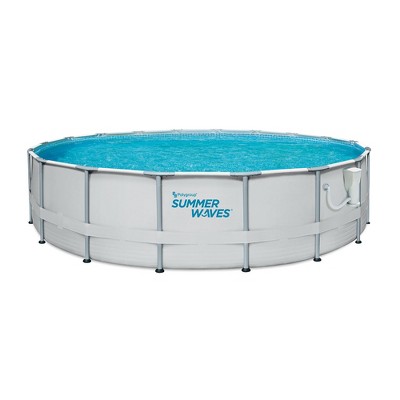Summer Waves Elite 18ft x 48in Metal Frame Outdoor Backyard Above Ground Pool Set with Filter Pump, Ladder, Ground Cloth, Cover, and Maintenance Kit