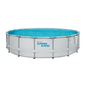 Summer Waves Elite 18ft x 48in Metal Frame Outdoor Backyard Above Ground Pool Set with Filter Pump, Ladder, Ground Cloth, Cover, and Maintenance Kit - 1 of 4