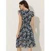 Allegra K Women's Floral Flutter Sleeves V Neck Smocked Ruffle Sundresses - 4 of 4