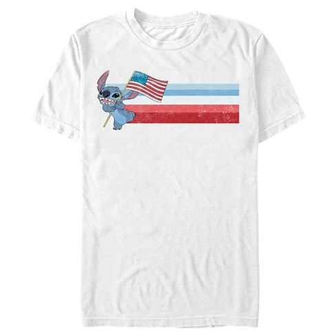 Men's Lilo & Stitch Flying the American Flag T-Shirt - White - X Large