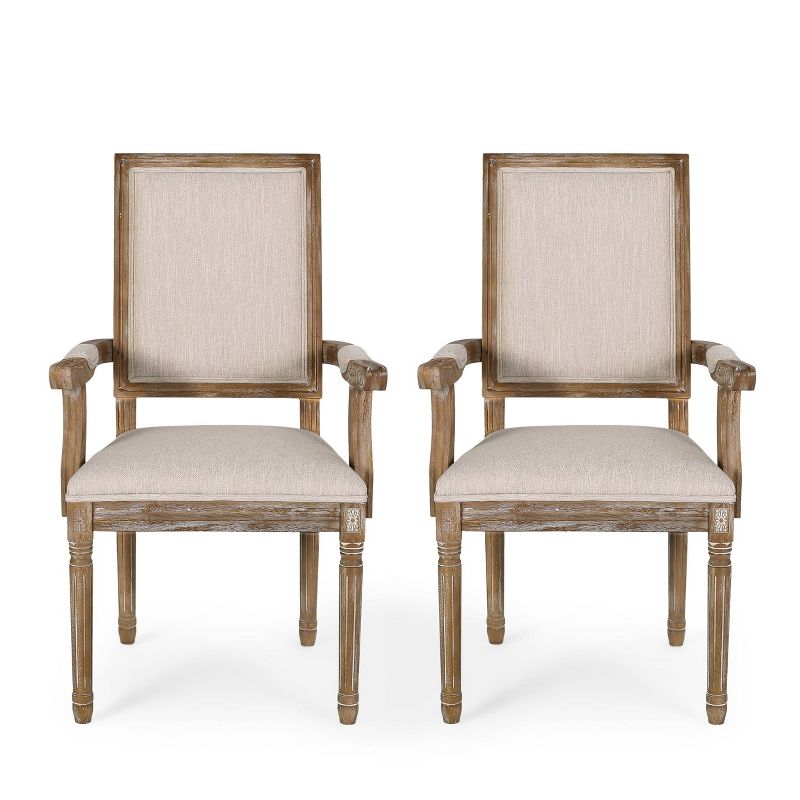 Set of 2 Maria French Country Wood Upholstered Dining Chairs - Christopher Knight Home, 1 of 13