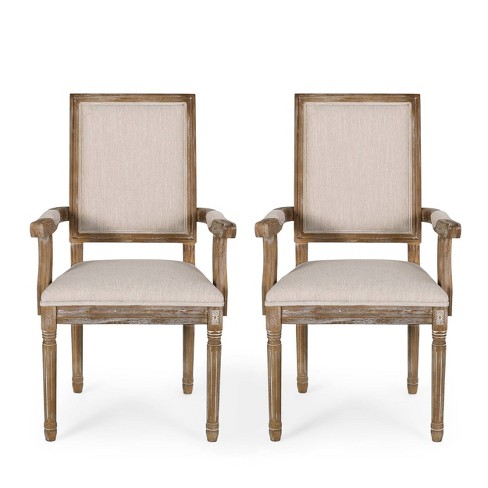 Set Of 2 Maria French Country Wood, French Square Upholstered Dining Chairs