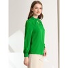INSPIRE CHIC Women's Office Keyhole Elegant Stand Collar Long Sleeve Back Neck Button Blouse - 4 of 4