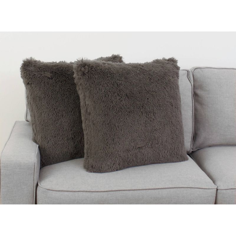 2pk 20"x20" Oversize Chubby Faux Fur Square Throw Pillows - Decor Therapy, 4 of 8