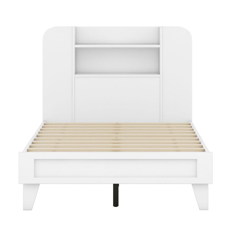 Twin/Full Size Platform Bed with Storage Headboard, Multiple Storage Shelves on Both Sides - ModernLuxe, 4 of 9