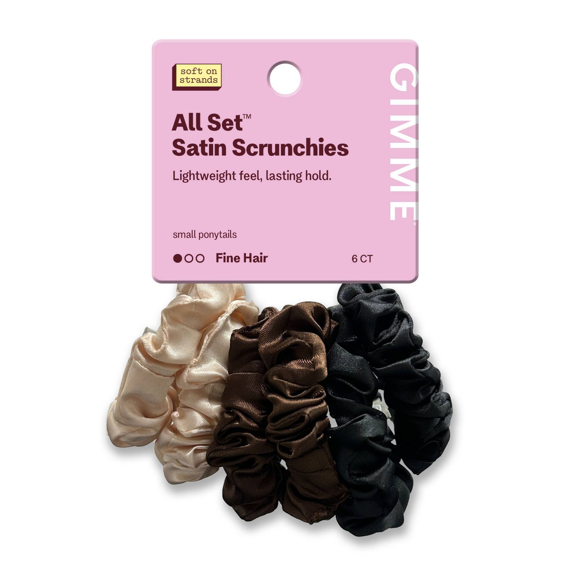 Gimme Beauty All Set Satin Scunchies for Fine Hair - Multi Color - 6ct