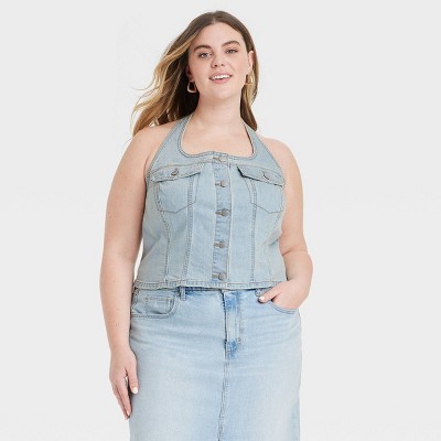 light denim sleeveless shirt