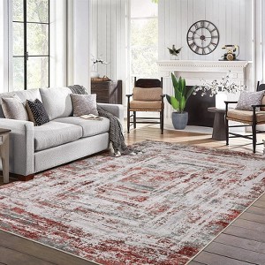 Coolmee Modern Abstract Rug Washable Accent Carpet with Non-Slip Backing, Contemporary Stain-Resistant Mat for Bedroom, Kitchen, Hallway - 1 of 4