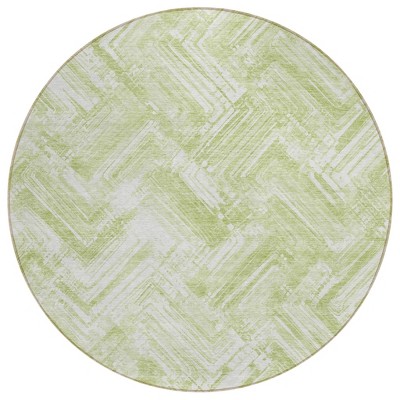 Green And Ivory Geometric Washable Indoor Outdoor Area Rug