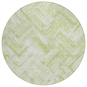 Green And Ivory Geometric Washable Indoor Outdoor Area Rug - 1 of 4
