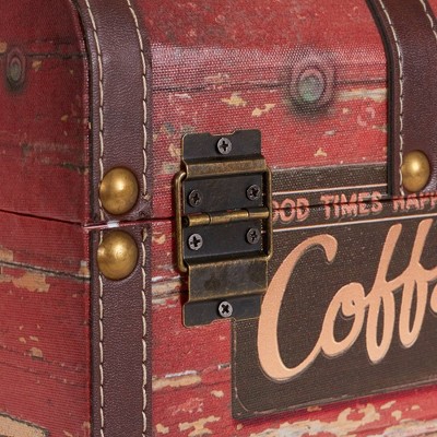 Medium Coffee Shop Decorative Storage Trunk with Leather Straps