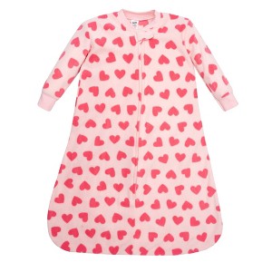 Hudson Baby Infant Girls Long-Sleeve Fleece Sleeping Bag, Bright Pink Hearts - 1 of 2