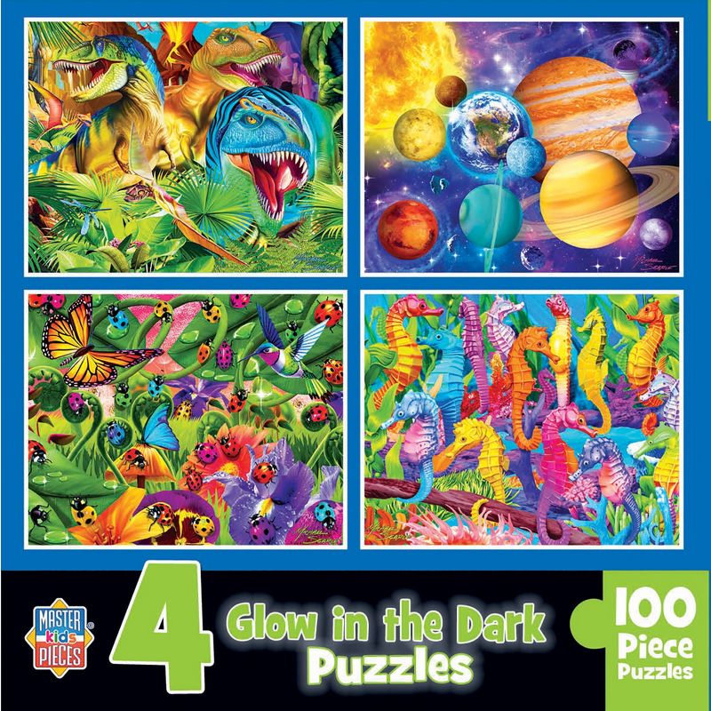 MasterPieces Kids Jigsaw Puzzle Set - Blue Glow 4-Pack 100 Pieces, 2 of 11