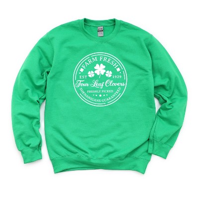 Simply Sage Market Women's Graphic Sweatshirt Farm Fresh Four Leaf Clovers St. Patrick's Day