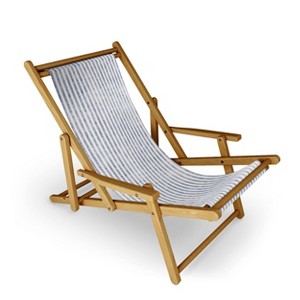 Holli Zollinger AEGEAN STRIPE Sling Chair - Blue - Deny Designs: Beach & Patio Lounger, Foldable, Wood Frame - 1 of 3