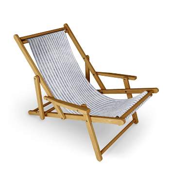 Holli Zollinger AEGEAN STRIPE Sling Chair - Blue - Deny Designs: UV-Resistant, Water-Proof, Adjustable Recline, Portable Outdoor Lounger
