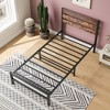 Twin Size Platform Bed Frame with Rustic Vintage Wood Headboard, Strong Metal Slats Support Mattress Foundation, No Box Spring Needed Rustic Brown - 3 of 4