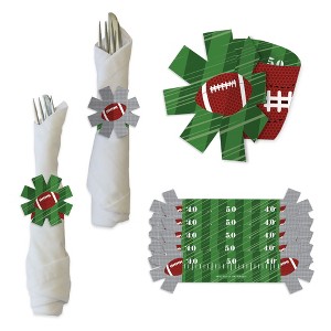 Big Dot of Happiness End Zone - Football - Baby Shower or Birthday Party Paper Napkin Holder - Napkin Rings - Set of 24 - 1 of 4