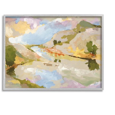 Stupell Industries Abstract Mountain Reflection Painting Framed Giclee Art