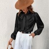 Women's Satin Long Sleeve Bow Tie Blouse - Cupshe - 2 of 4