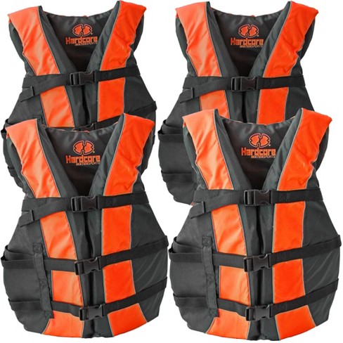 Hardcore Water Sports Hardcore Life Jacket 4 Pack Paddle Vest for Adults; Coast Guard Approved Type III PFD Life Vest Flotation DEVICE; Jet Ski, wakeb