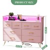 Jojoka 8 Drawer Dresser with LED Lights & Charging Station, Modern Wood Storage Cabinet with Open Shelf for Bedroom, Living Room, or Entryway - 2 of 4