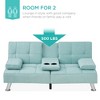 Best Choice Products Modern Linen Convertible Futon Sofa Bed w/ Removable Armrests, Metal Legs, Cupholders - image 3 of 4