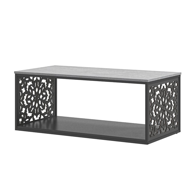 Candence 39.4 in.  Concrete Cool Gray Rectangular Wood Top Coffee Table, 3 of 12