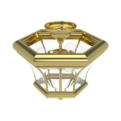 Livex Lighting Monterey 3 - Light Flush Mount in  Polished Brass