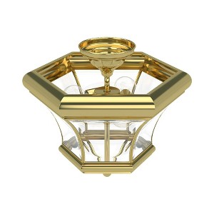 Livex Lighting Monterey 3 - Light Flush Mount in  Polished Brass - 1 of 4