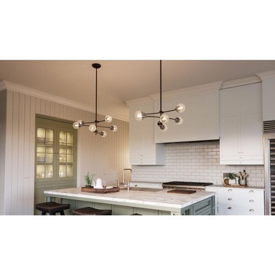 Bronze and Black Adjustable Sputnik Chandelier with Clear Glass Globes