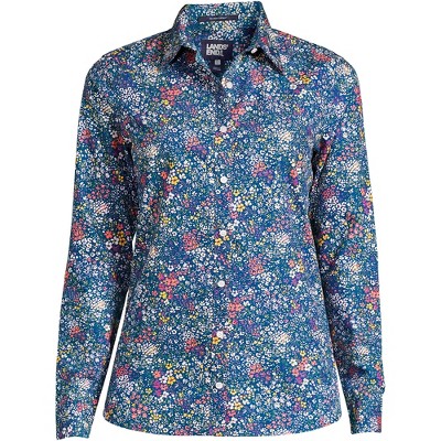 Lands' End Women's Wrinkle Free No Iron Button Front Shirt - 10 ...