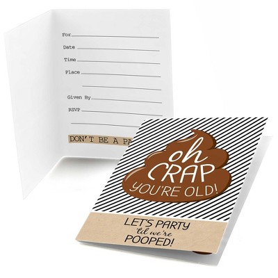 Big Dot of Happiness Oh Crap, You're Old - Fill-in Birthday Party Invitations (8 Count)