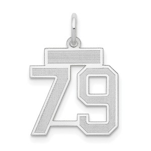 Black Bow Jewelry 14k White Gold, Jersey Collection, Small Number 79 Pendant - 1 of 4