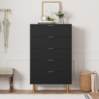 3/5/6 Drawer Dresser for Bedroom Wood Dresser with Metal Legs