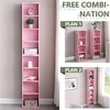BABYYER 8-Tier Ultra-Thin Storage Cabinet, Tall Narrow Bookcase with Adjustable Shelves, Wavy Border Display Bookshelf for Living Room - 3 of 4