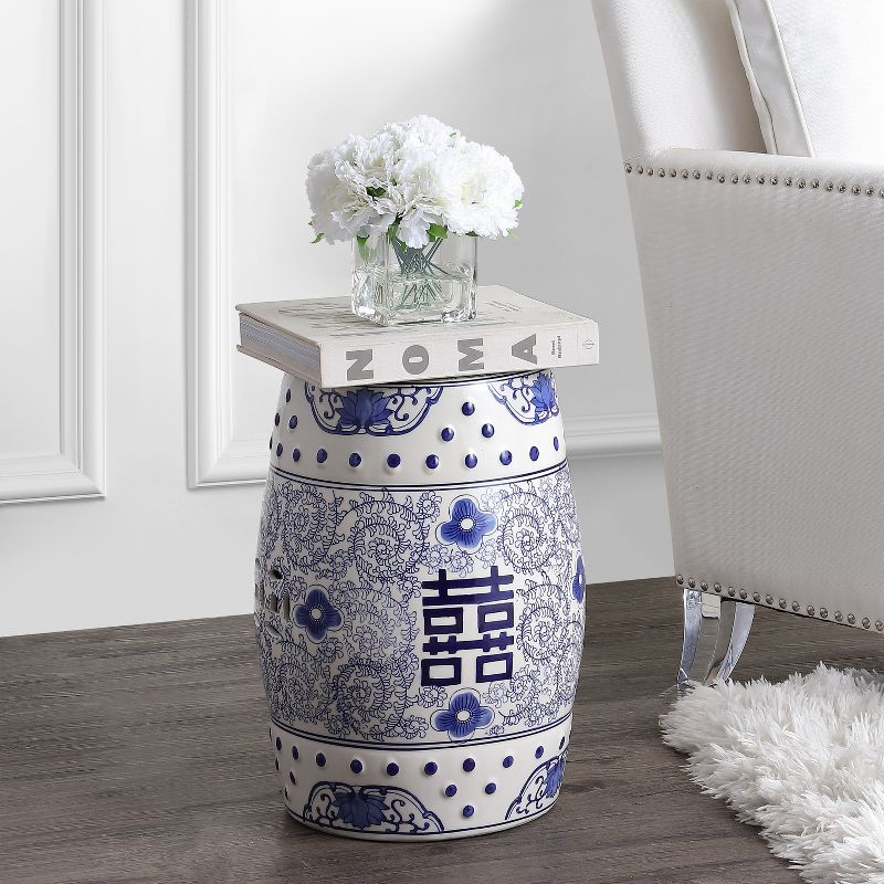 Double Happiness 18" Chinoiserie Ceramic Drum Garden Stool - JONATHAN Y, 5 of 7