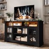 Modern Glass TV Stand for 65" TVs, Entertainment Center with LED Lights, Storage Cabinets & Adjustable Shelves - 2 of 4