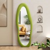 Beautyolove 24 in. W x 63 in. H Irregular Green Flannel Wrapped Wood Framed Full Length Floor Mirror Wavy Full Body Mirror - 2 of 4