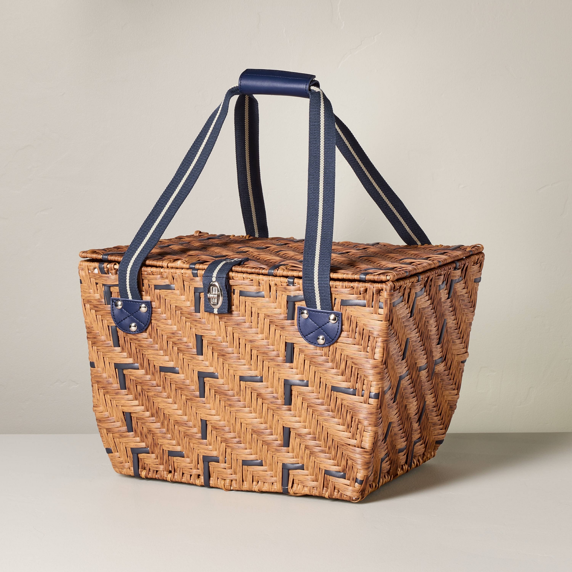 11"x16" Woven Picnic Basket Light Brown - Hearth & Hand™ with Magnolia