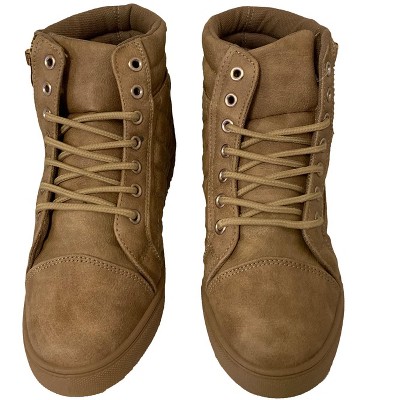 Женские кроссовки Bangka Women's Sneaker Boots High Top Zipper Lace up Fashion Casual Shoes , Beige-6 — фото 4