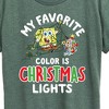 Women's - SpongeBob SquarePants - My Favorite Color Is Christmas Lights Short Sleeve Graphic T-Shirt - 2 of 4