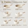 CAROTE 12 Pcs Pots and Pans Set, Nonstick Ceramic Cookware Sets, Health Non Stick Induction Cookware Kitchen Granite Cooking Set - 2 of 4