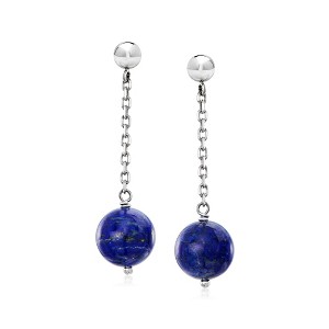 Ross-Simons 10mm Lapis Bead Drop Earrings in Sterling Silver - 1 of 3
