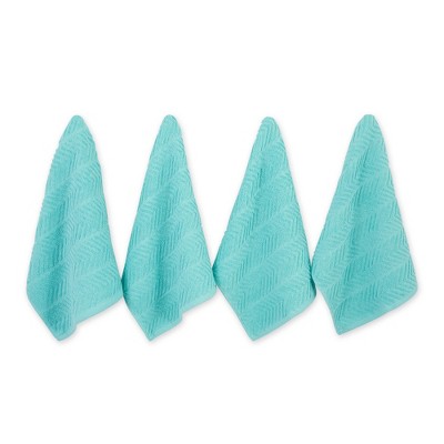 Design Imports Aqua Chevron Luxury Barmop Set/4