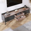 Chic Crate - 63" Mid-Century Media Console w/ 2 Cabinets & Open Storage - 70" TV Stand for Living Room/Home Theatre - Walnut & Charcoal - 4 of 4