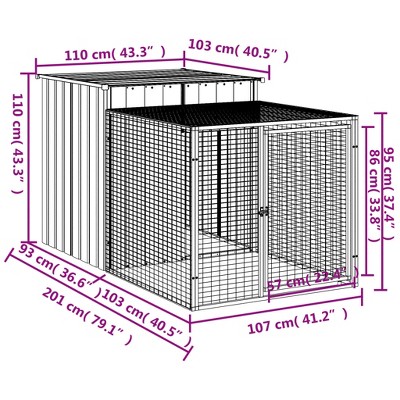 Large Light Gray Galvanized Steel Chicken Playpen with Run